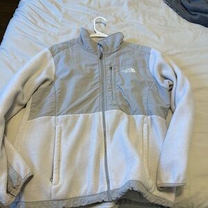 The North Face Light Gray and Off-White Fleece Jacket